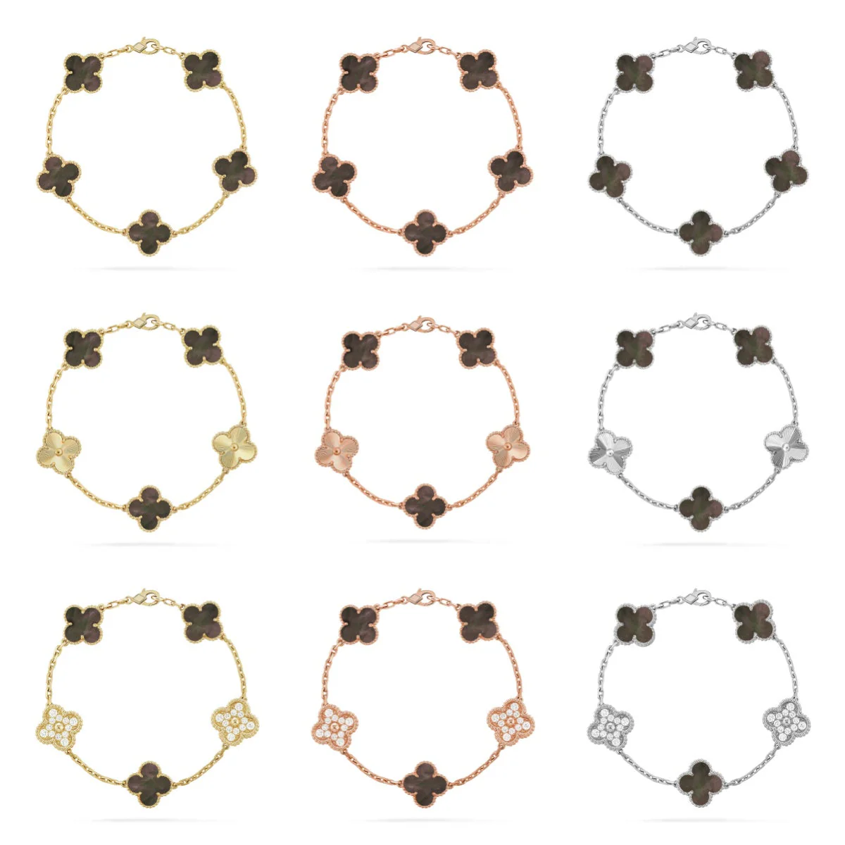 [Royal Top] CLOVER 5 MOTIF GRAY MOP BRACELET COLLECTION