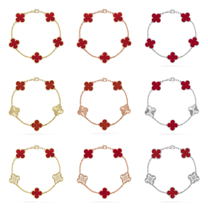[Royal Top] CLOVER 5 MOTIF RED CORNELIAN BRACELET COLLECTION