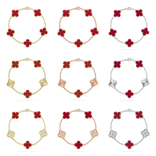 [Royal Top] CLOVER 5 MOTIF RED CORNELIAN BRACELET COLLECTION