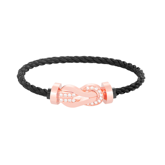 [Royal Top]CHANCE LARGE 8 FIGURE BUCKLE HALF DIAMOND BRACELET ROSE GOLD