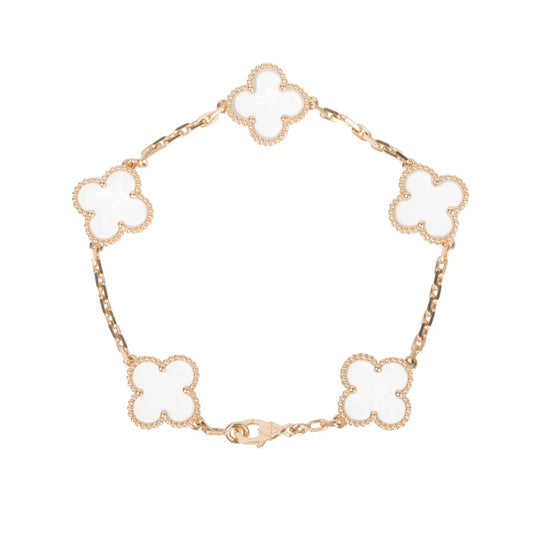 [Royal Top]CLOVER 5 MOTIF ROCK CRYSTAL BRACELET