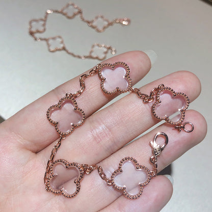 [Royal Top]CLOVER 5 MOTIF ROCK CRYSTAL BRACELET
