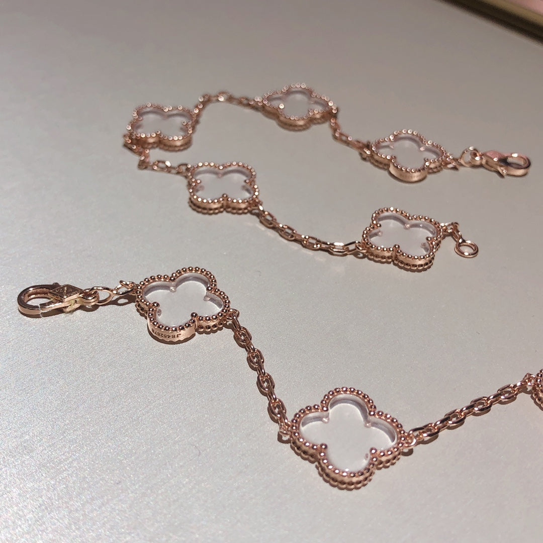 [Royal Top]CLOVER 5 MOTIF ROCK CRYSTAL BRACELET