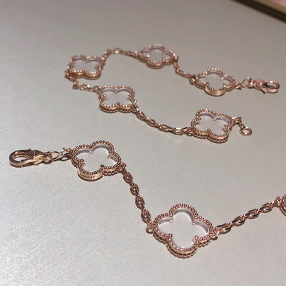 [Royal Top]CLOVER 5 MOTIF ROCK CRYSTAL BRACELET