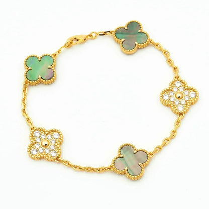 [Royal Top] CLOVER 5 MOTIF GRAY MOP BRACELET COLLECTION