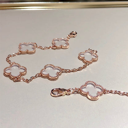 [Royal Top]CLOVER 5 MOTIF ROCK CRYSTAL BRACELET