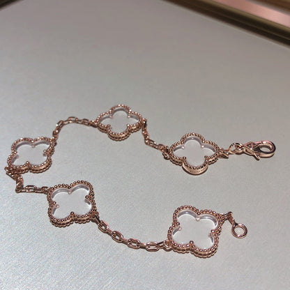 [Royal Top]CLOVER 5 MOTIF ROCK CRYSTAL BRACELET