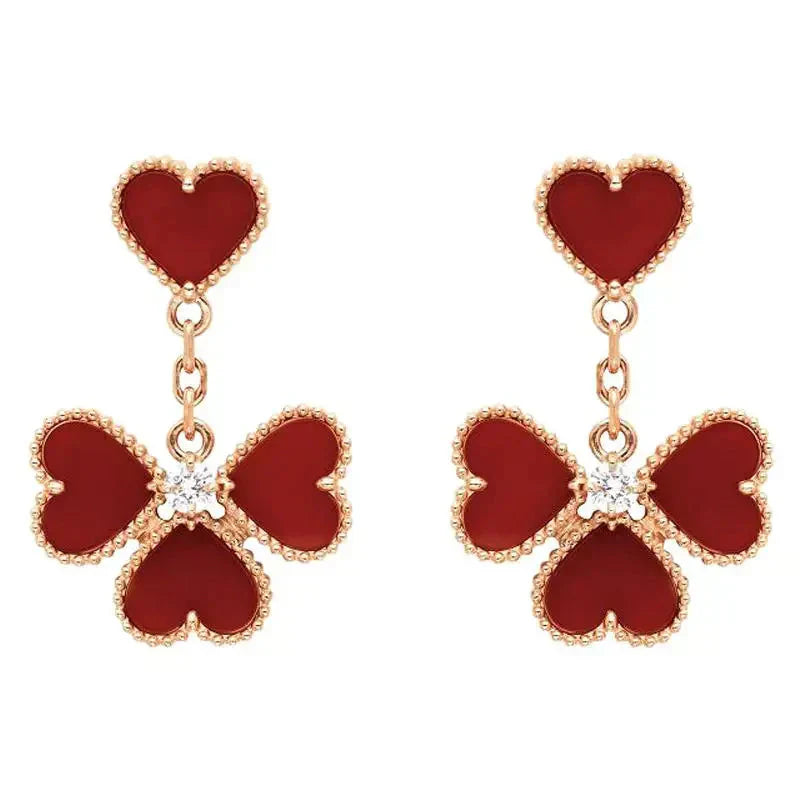 [Royal Top]SWEET CLOVER CARNELIAN EARRINGS