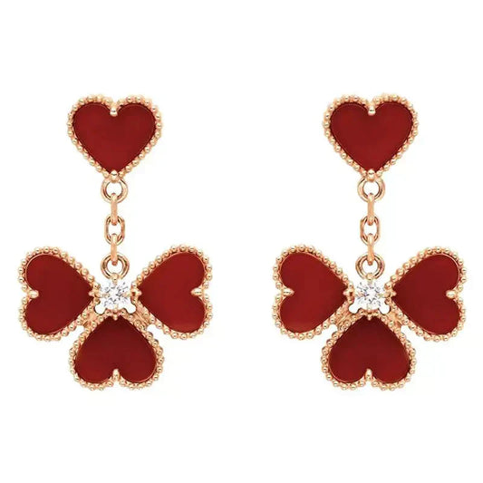 [Royal Top]SWEET CLOVER CARNELIAN EARRINGS
