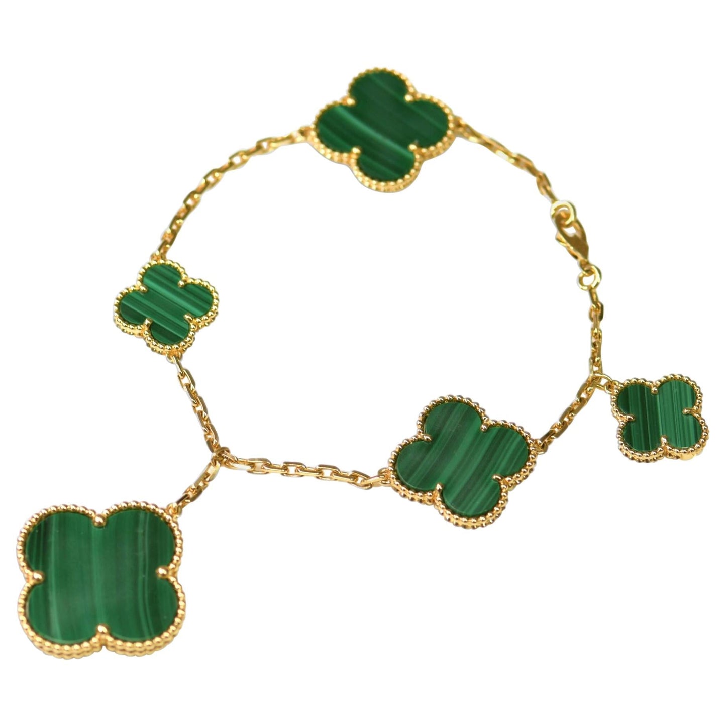 [Royal Top]MAGIC CLOVER MALACHITE GOLD BRACELET 5 MOTIFS