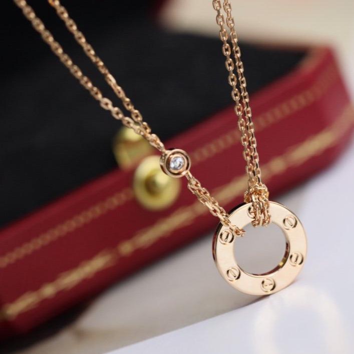 [Royal Top]LOVE NECKLACE ADJUSTABLE ROSE GOLD 2 DIAMOND