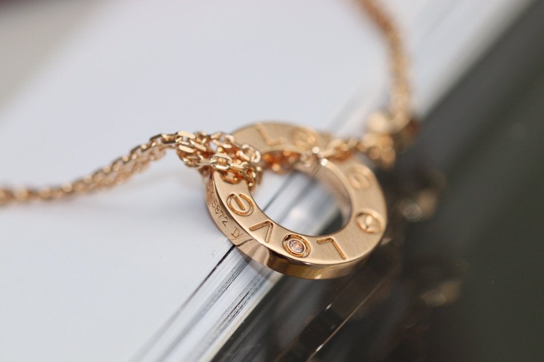 [Royal Top]LOVE NECKLACE ADJUSTABLE ROSE GOLD 2 DIAMOND