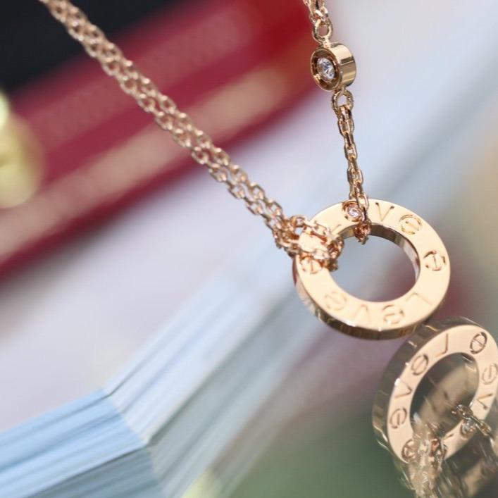 [Royal Top]LOVE NECKLACE ADJUSTABLE ROSE GOLD 2 DIAMOND