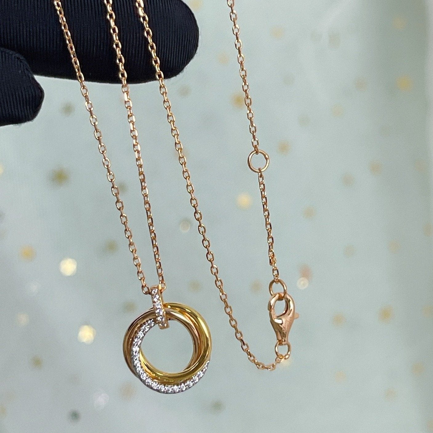 [Royal Top]TRINITY NECKLACE SILVER GOLD PINK GOLD DIAMONDS