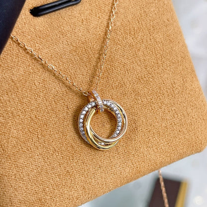[Royal Top]TRINITY NECKLACE SILVER GOLD PINK GOLD DIAMONDS