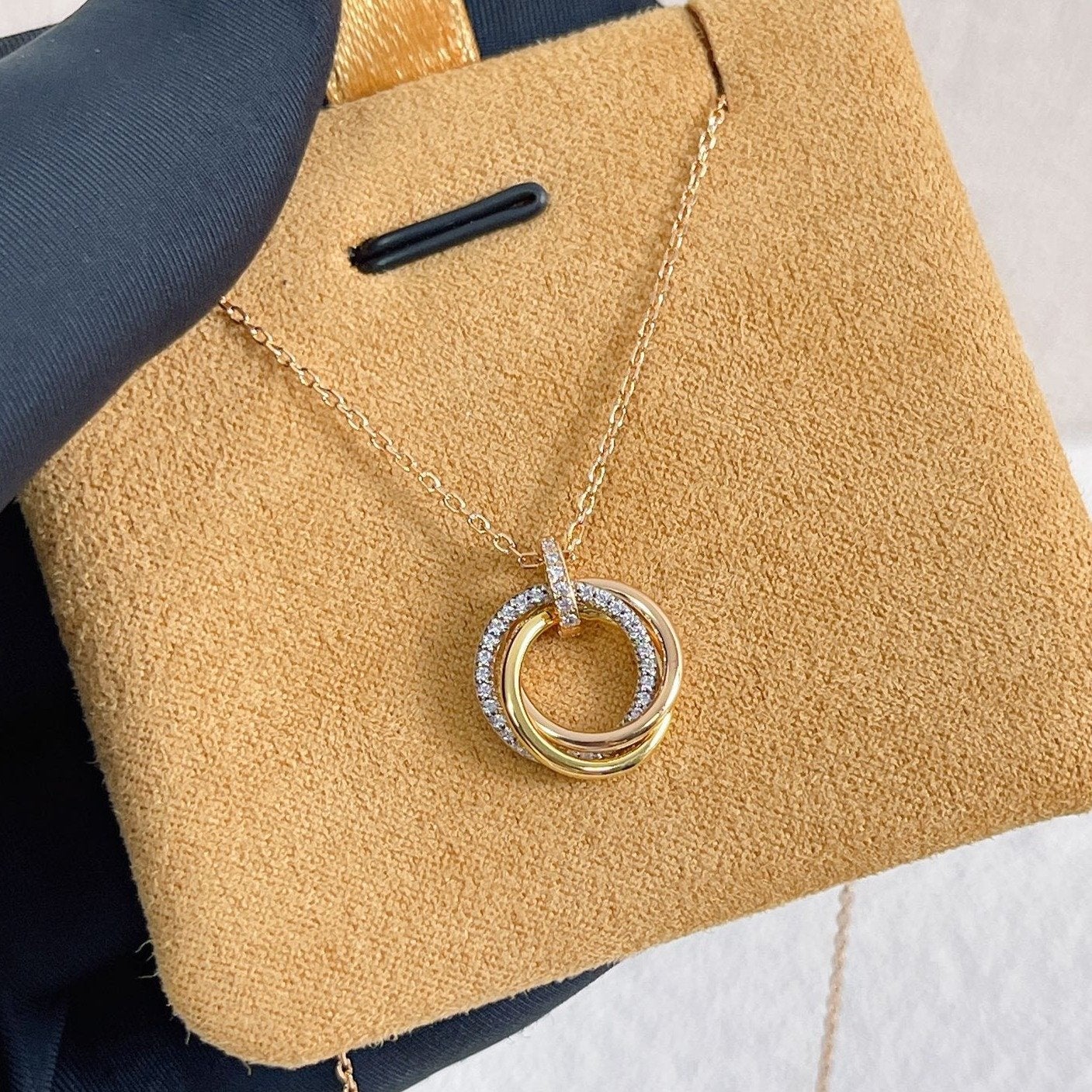 [Royal Top]TRINITY NECKLACE SILVER GOLD PINK GOLD DIAMONDS