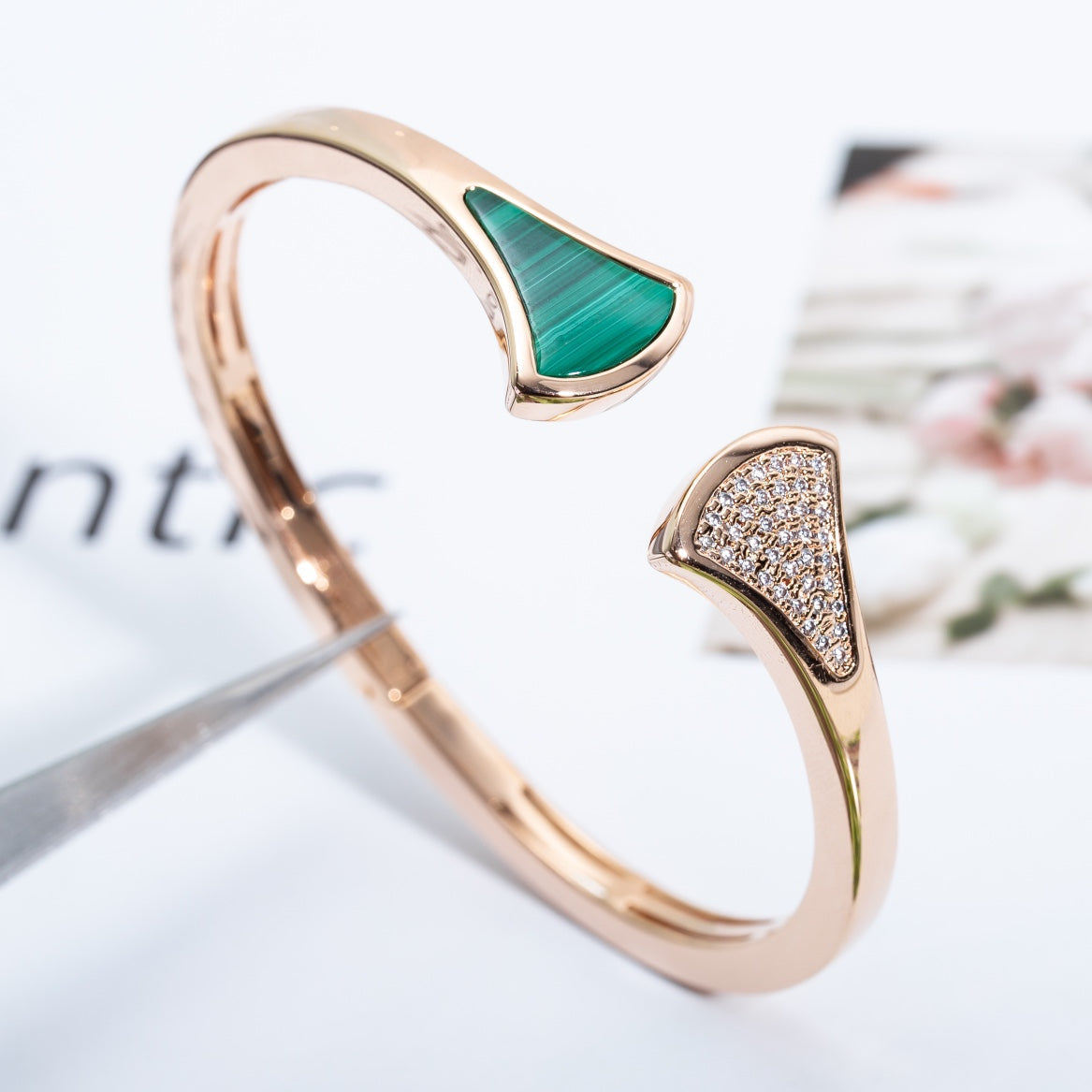[Royal Top]DREAM BRACELET OPEN MALACHITE PINK GOLD