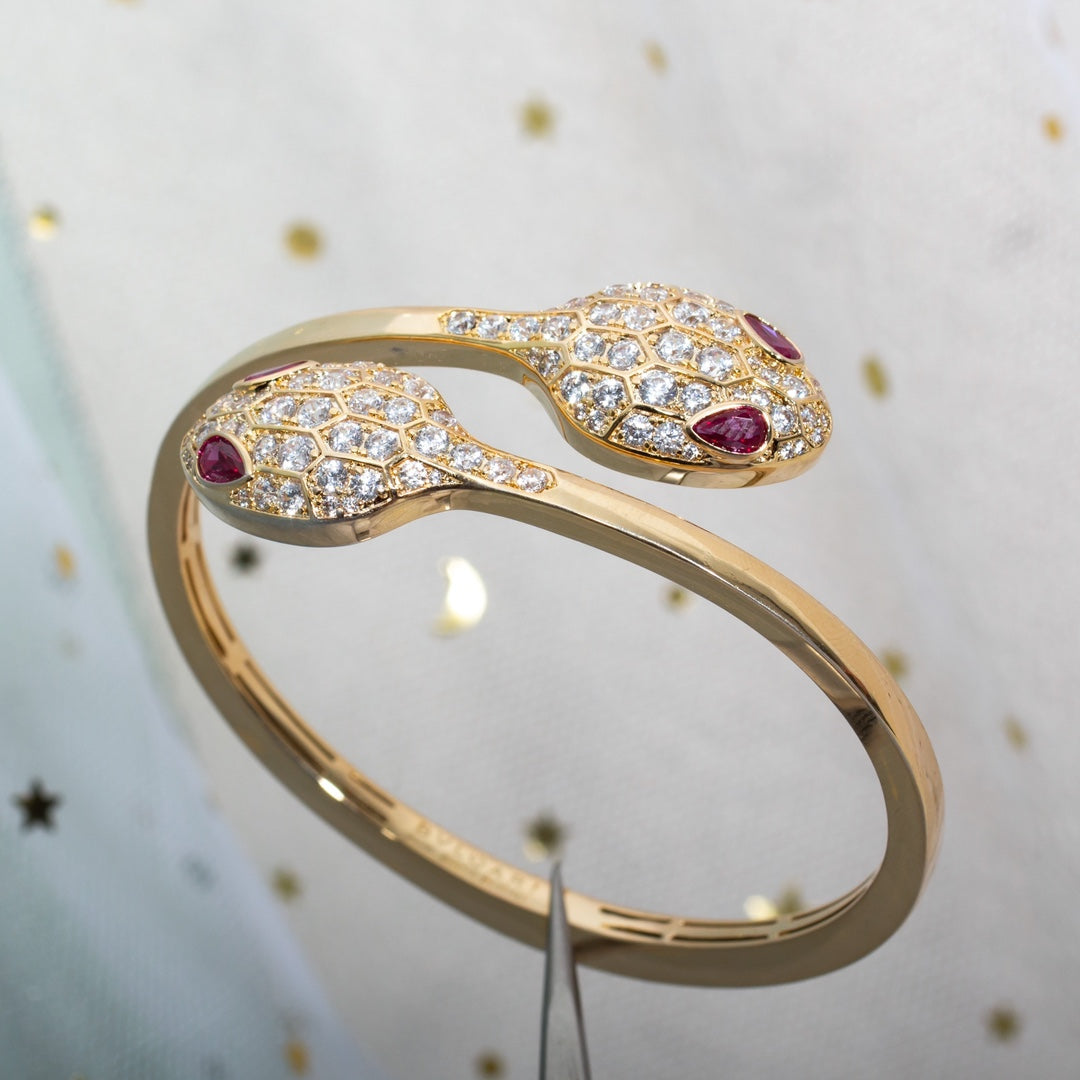 [Royal Top]SERPENTI BRACELET PINK GOLD DIAMOND DOUBLE SNAKE