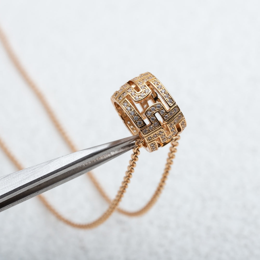 [Royal Top]PARENTESI NECKLACE PINK GOLD DIAMOND