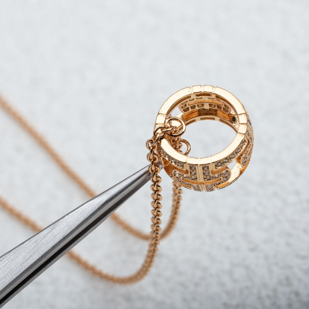 [Royal Top]PARENTESI NECKLACE PINK GOLD DIAMOND