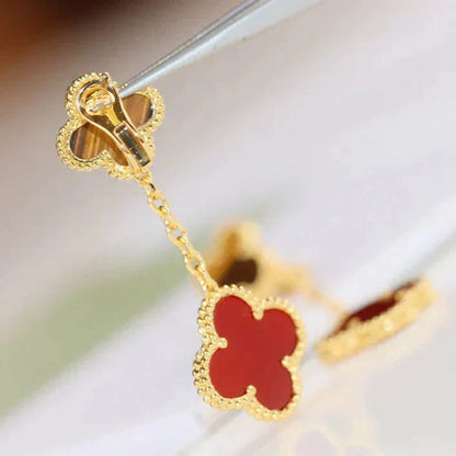 [Royal Top]CLOVER  2 MOTIF  TIGER EYE CARNELIAN EARRINGS