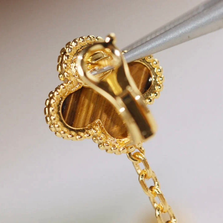 [Royal Top]CLOVER  2 MOTIF  TIGER EYE CARNELIAN EARRINGS