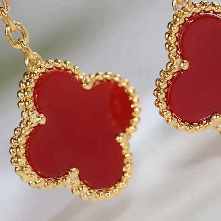 [Royal Top]CLOVER  2 MOTIF  TIGER EYE CARNELIAN EARRINGS