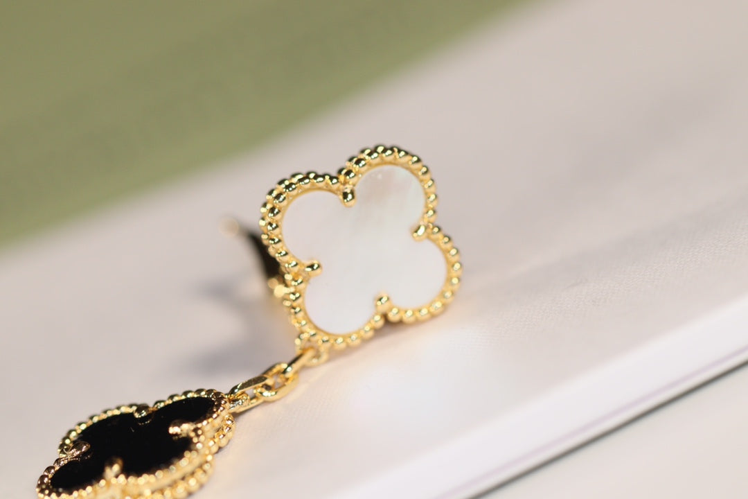 [Royal Top]CLOVER EARRINGS GOLD ONYX MOP 3 MOTIF