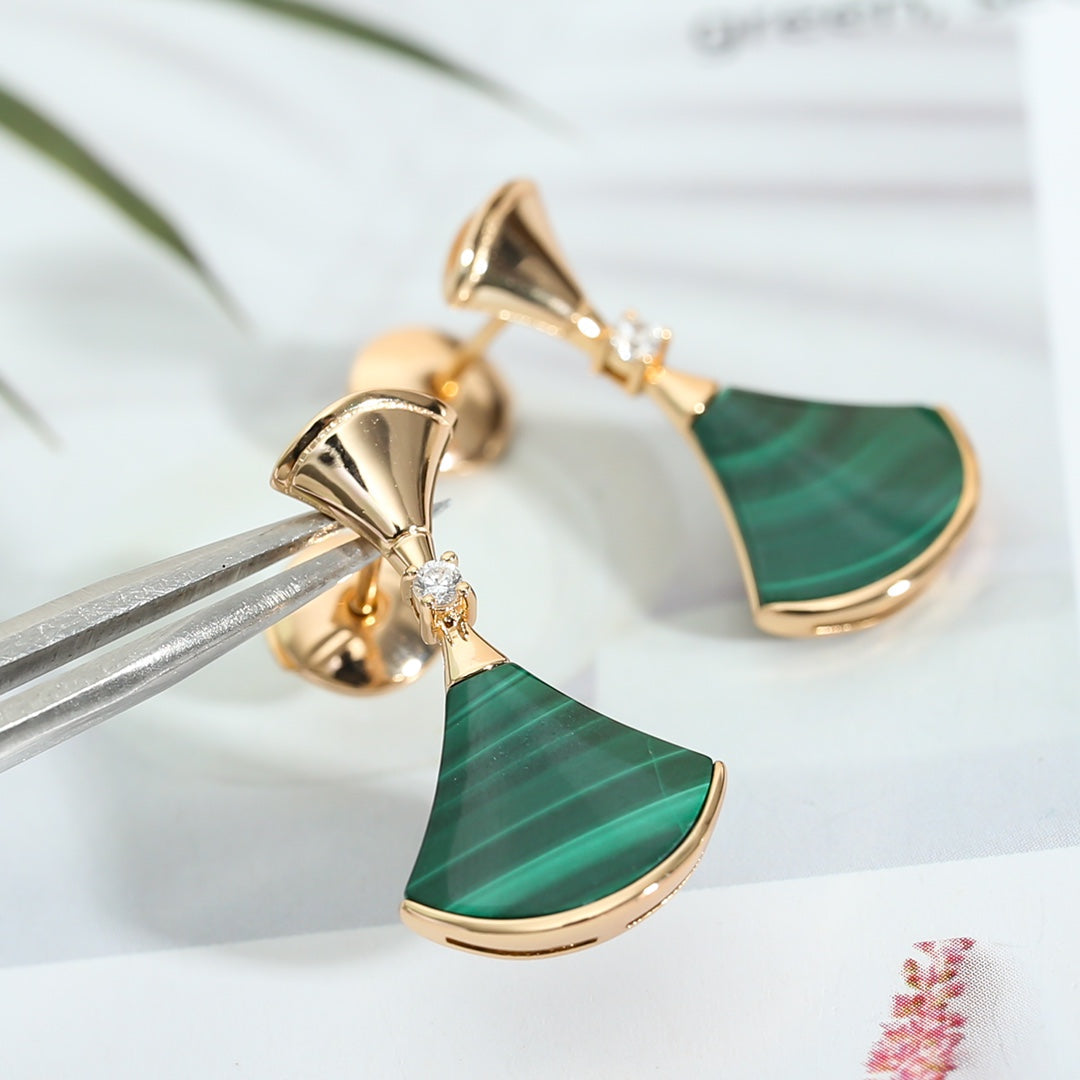 [Royal Top]DREAM MALACHITE PINK GOLD EARRINGS