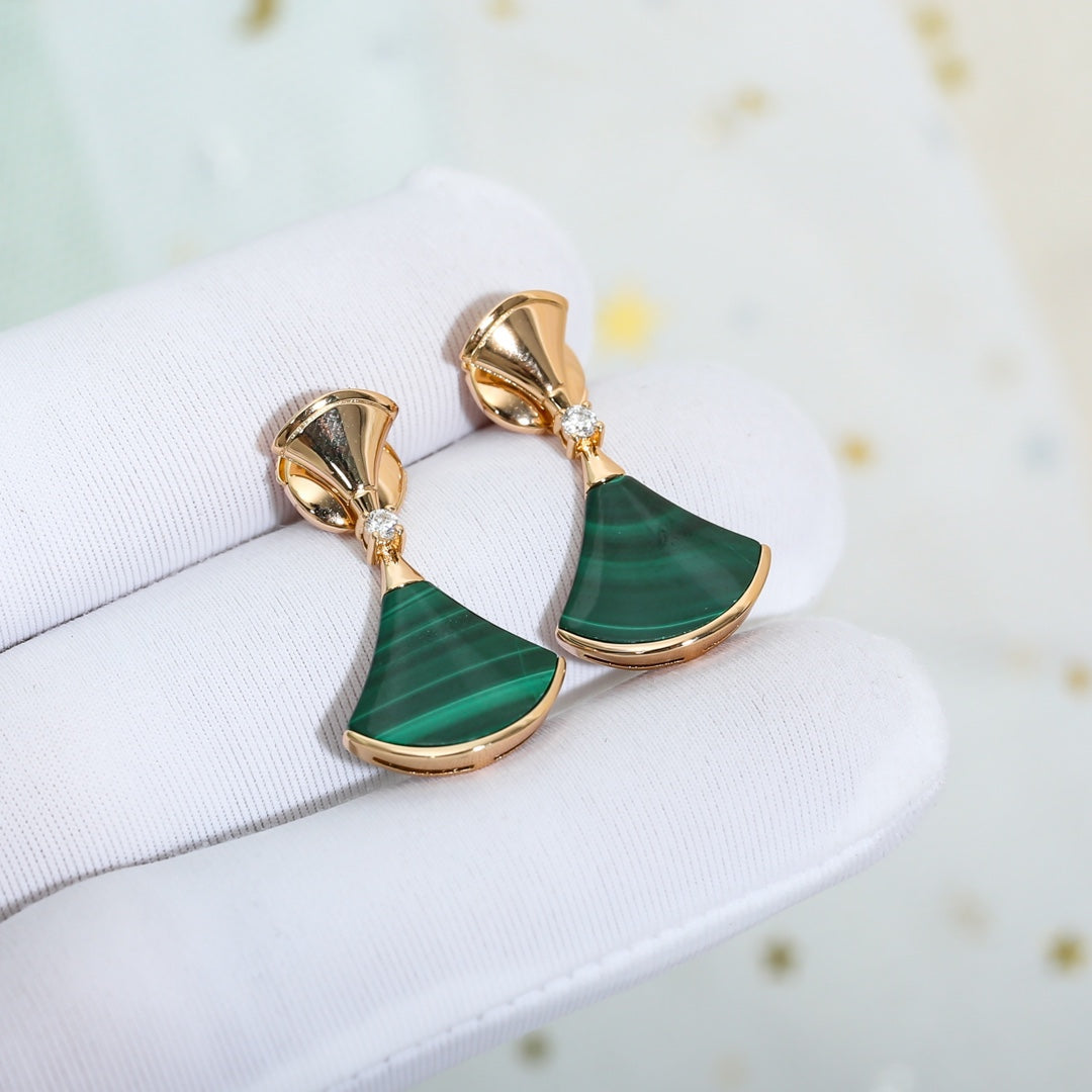 [Royal Top]DREAM MALACHITE PINK GOLD EARRINGS