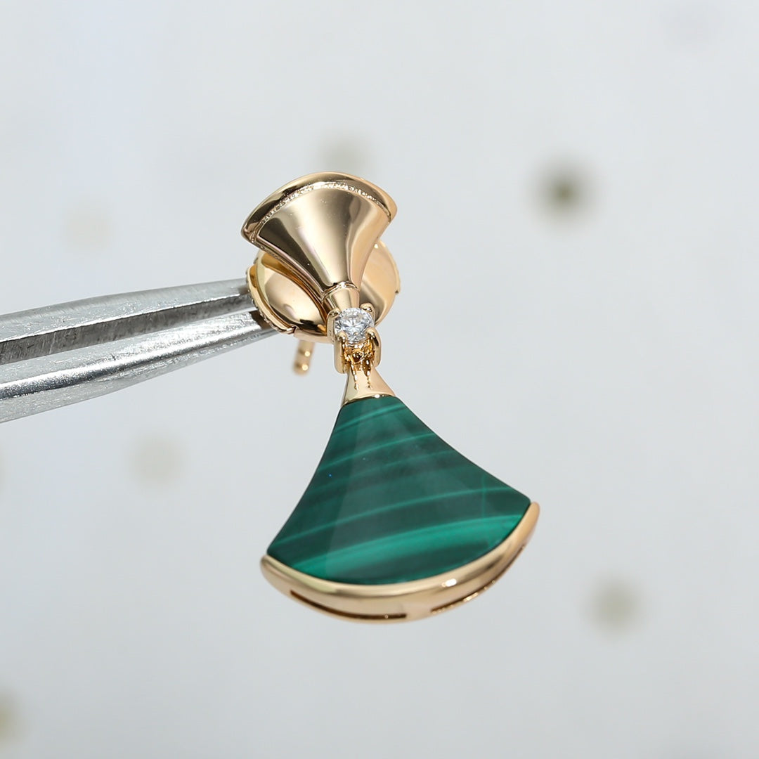 [Royal Top]DREAM MALACHITE PINK GOLD EARRINGS