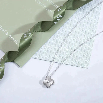 [Royal Top]CLOVER  15MM DIAMOND LASER NECKLACE SILVER