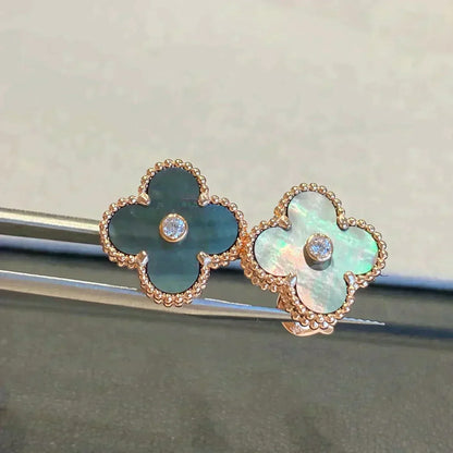 [Royal Top]CLOVER MEDIUM 1 MOTIFS GRAY MOP  DIAMOND EARRINGS