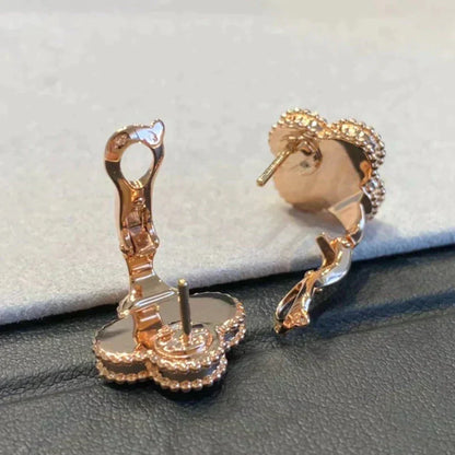 [Royal Top]CLOVER MEDIUM 1 MOTIFS GRAY MOP  DIAMOND EARRINGS
