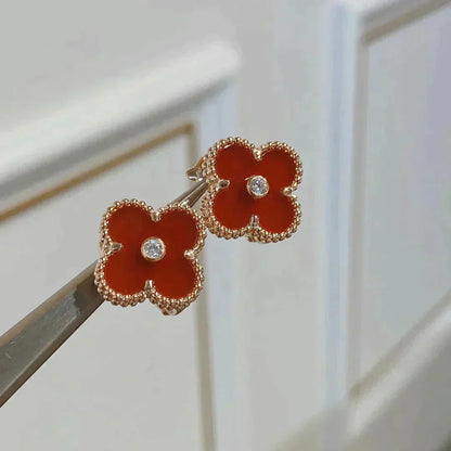 [Royal Top]CLOVER MEDIUM 1 MOTIFS CARNELIAN  DIAMOND earrings