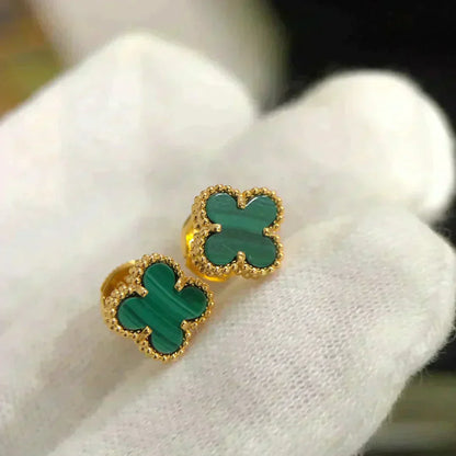 [Royal Top]CLOVER MINI 9.5MM MALACHITE  EARRINGS
