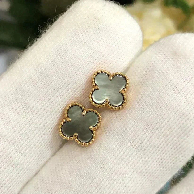 [Royal Top]CLOVER MINI 9.5MM GRAY MOP EARRINGS