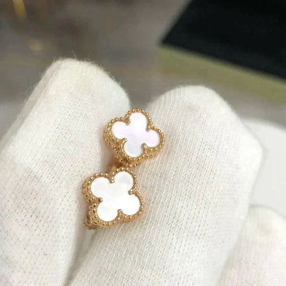 [Royal Top]CLOVER MINI 9.5MM WHITE MOP EARRINGS