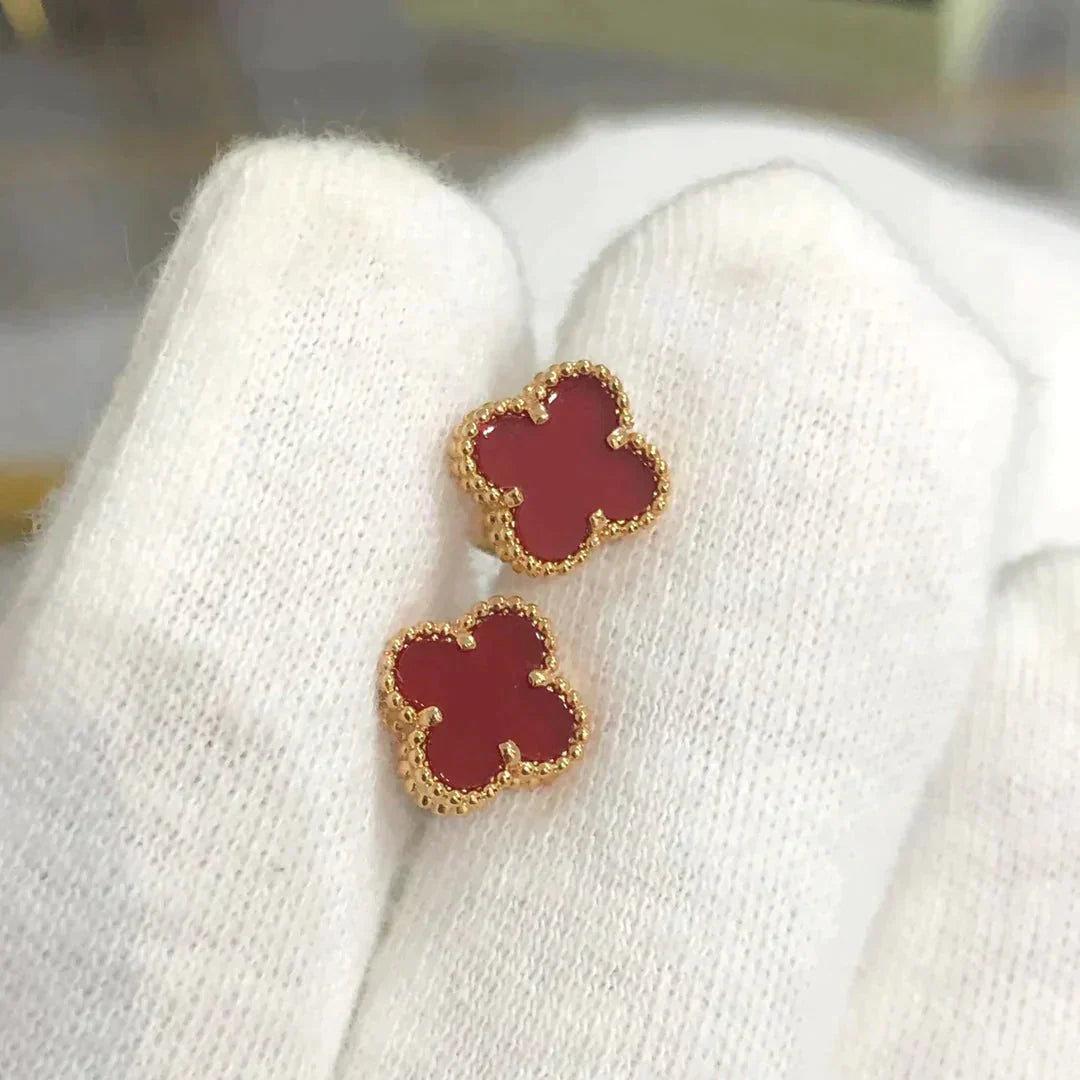 [Royal Top]CLOVER MINI 9.5MM CARNELIAN EARRINGS