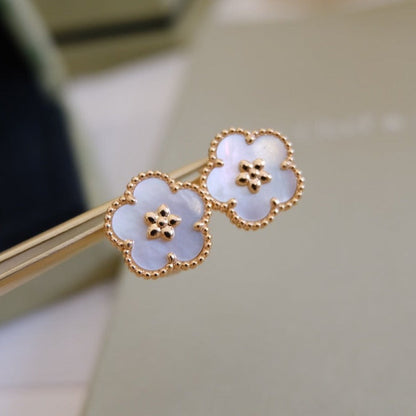 [Royal Top]LUCKY PINK GOLD WHITE MOP EARRINGS