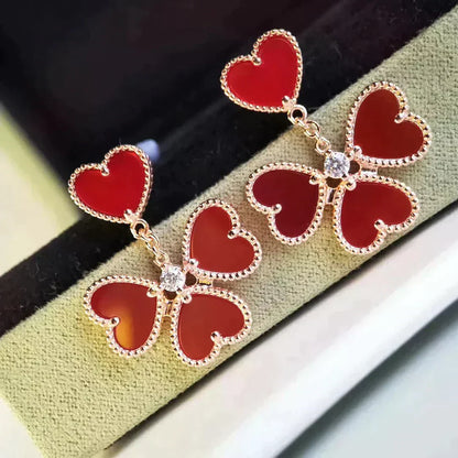 [Royal Top]SWEET CLOVER CARNELIAN EARRINGS