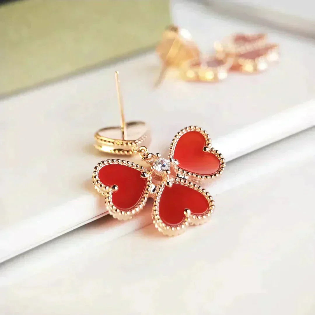 [Royal Top]SWEET CLOVER CARNELIAN EARRINGS
