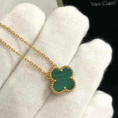 [Royal Top]CLOVER 15MM MALACHITE SINGLE FLOWER  NECKLACE