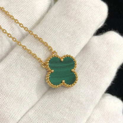 [Royal Top]CLOVER 15MM MALACHITE SINGLE FLOWER  NECKLACE
