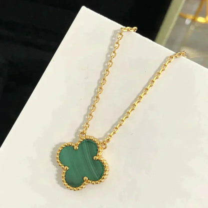 [Royal Top]CLOVER 15MM MALACHITE SINGLE FLOWER  NECKLACE