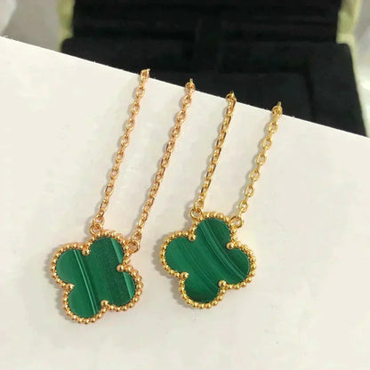 [Royal Top]CLOVER 15MM MALACHITE SINGLE FLOWER  NECKLACE