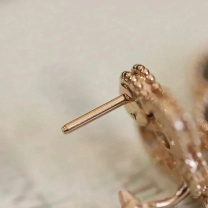 [Royal Top]CLOVER MEDIUM 1 MOTIFS FUll DIAMOND EARRINGS