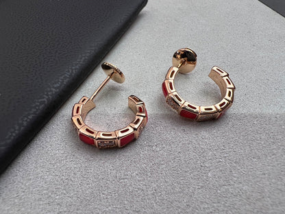 [Royal Top]SERPENTI CARNELIAN PINK GOLD EARRINGS