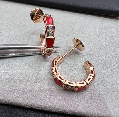[Royal Top]SERPENTI CARNELIAN PINK GOLD EARRINGS