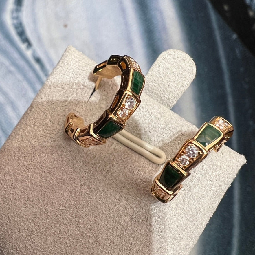 [Royal Top]SERPENTI MALACHITE PINK GOLD EARRINGS